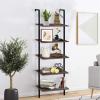 aboxoo Ladder Shelf Open Bookshelf 5-tier Wood Wall-mounted Bookcase Storage Rack Open Back Industrial Modern Plant Flower Stand Utility Organizer Bookcase Metal Frame Furniture Office Kitchen Bedroom view 4