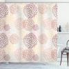 Ambesonne Floral Shower Curtain, Modern Floral Ornate Petals Flourish Traditional Springtime Garden Leaves, Cloth Fabric Bathroom Decor Set with Hooks, 69" W x 70" L, Beige Peach view 1