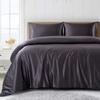 5 PC Satin Bedding Set Soft Silky Satin Bed Set with Zipper Closure & Corner Ties With 600 Thread Count 18'' Deep Pocket of Fitted Sheet (Duvet cover+Fitted+Flat+Pillowcases)Queen/Full ,Black view 1