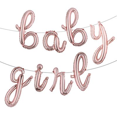 16 inch lowercase Baby Boy Girl Banner Foil Letter Balloons Birthday Baby Shower Gender Reveal Party decoration Supplies (L Baby Girl Rose Gold)