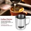 20oz/500ml Milk Frothing Pitcher with with Integrated Thermometer, Stainless Steel Espresso Steaming Pitcher with Measuring Scales for Making Coffee Cappuccino Latte Art view 2