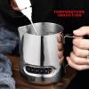 20oz/500ml Milk Frothing Pitcher with with Integrated Thermometer, Stainless Steel Espresso Steaming Pitcher with Measuring Scales for Making Coffee Cappuccino Latte Art view 3