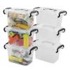 Asking 6-Pack Mini Clear Plastic Bins with Lids, Plastic Storage Box with Black Handles, 1.5 L view 1