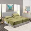 5 Pcs Split Bed Sheet Set + Duvet Cover with Zipper Closure & Corner Ties 100% Combed Cotton 600 TC Split Cal-King Size Sheet Set For Adjustable Bed All Around Fitted Upto 28" DP(6 PC | Sage) view 2