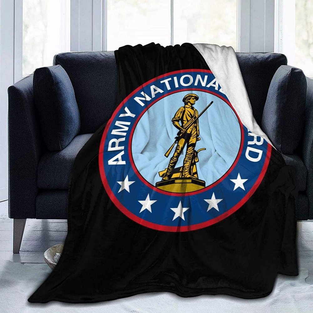 50"x60"-Seal of The United States Army National Guard Throw Blanket Soft Fleece Warm Bed Blanket for Bed Sofa Office