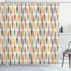 Ambesonne Retro Shower Curtain, Sixties and Seventies Style Geometric Round Shaped Repeated Symmetric Design, Cloth Fabric Bathroom Decor Set with Hooks, 69" W x 84" L, Orange Cinnamon view 1