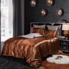 5 PC Satin Bedding Set Soft Silky Satin Bed Set with Zipper Closure & Corner Ties With 600 Thread Count 18'' Deep Pocket of Fitted Sheet (Duvet cover+Fitted+Flat+Pillowcases)Twin/TwinXL ,Brown view 2