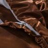 5 PC Satin Bedding Set Soft Silky Satin Bed Set with Zipper Closure & Corner Ties With 600 Thread Count 18'' Deep Pocket of Fitted Sheet (Duvet cover+Fitted+Flat+Pillowcases)Twin/TwinXL ,Brown view 3