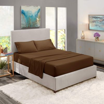 5 Pcs Split Bed Sheet Set + Duvet Cover with Zipper Closure & Corner Ties 100% Combed Cotton 600 TC Split Cal-King Size Sheet Set For Adjustable Bed All Around Fitted Upto 24" DP(6 PC | Chocolate)