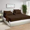 5 Pcs Split Bed Sheet Set + Duvet Cover with Zipper Closure & Corner Ties 100% Combed Cotton 600 TC Split Cal-King Size Sheet Set For Adjustable Bed All Around Fitted Upto 24" DP(6 PC | Chocolate) view 2