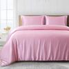 5 PC Satin Bedding Set Soft Silky Satin Bed Set with Zipper Closure & Corner Ties With 600 Thread Count 18'' Deep Pocket of Fitted Sheet (Duvet cover+Fitted+Flat+Pillowcases)Twin/TwinXL ,Pink view 1