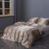 5 PC Satin Bedding Set Soft Silky Satin Bed Set with Zipper Closure & Corner Ties With 600 Thread Count 18'' Deep Pocket of Fitted Sheet (Duvet cover+Fitted+Flat+Pillowcases)Twin/TwinXL ,Beige view 2