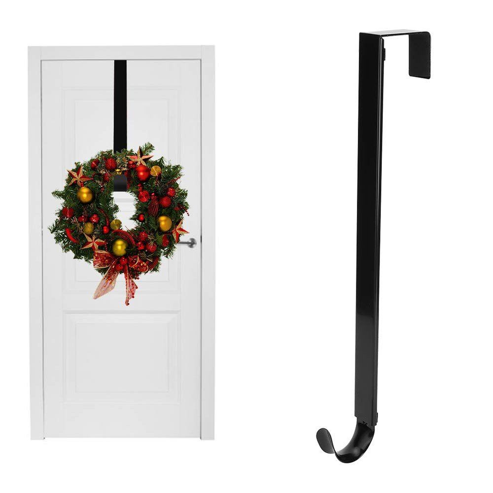 Atyhao Door Hook Christmas Metal Wrought Iron Christmas Garland Wreath Hanger Hook Christmas Decoration Supplies Christmas and Party Decoration Hanging Clothing Towels Wreaths Bags (Black)