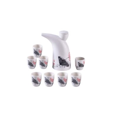 9 Pieces Set Jingdezhen Ceramic Wine Pot Wine Glass Set Household Wine Bottle Retro Chinese Court Antique Wine Jug Wineglass -A09