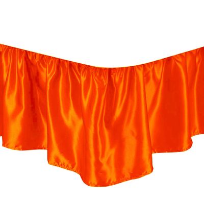 Ruffled Bed Skirt Dust Ruffle with Platform, Easy Fit Wrinkle Free Silky Microfiber Luxurious Fabric Solid Color, Orange for Queen Size 18 Inches Drop Bed Skirt