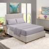 5 Pcs Split Bed Sheet Set + Duvet Cover with Zipper Closure & Corner Ties 100% Cotton 600 TC Split Cal-King Size Sheet Set For Adjustable Bed All Around Fitted Upto 24" DP(6 PC | Light Grey Lavender) view 1