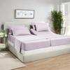 5 Pcs Split Bed Sheet Set + Duvet Cover with Zipper Closure & Corner Ties 100% Cotton 600 TC Split Cal-King Size Sheet Set For Adjustable Bed All Around Fitted Upto 24" DP(6 PC | Light Grey Lavender) view 2