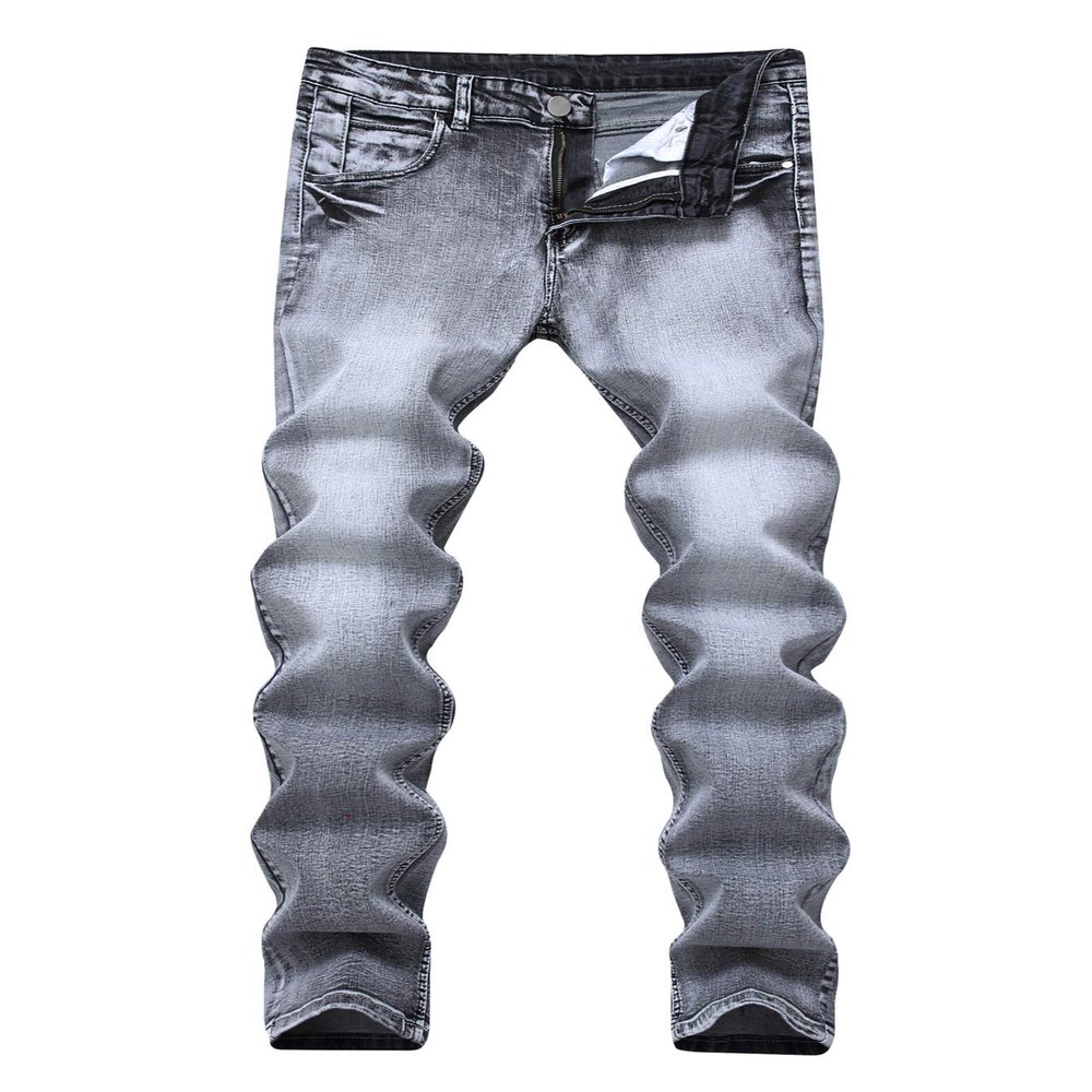 Andongnywell Men's Ripped Distressed Skinny Moto Biker Jeans Slim Grey Stretch Jeans for Man Trousers (Gray,31)