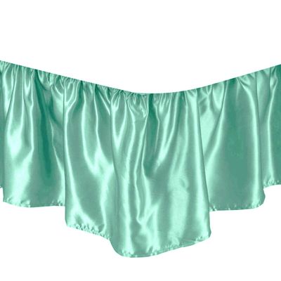 Ruffled Bed Skirt Dust Ruffle with Platform, Easy Fit Wrinkle Free Silky Microfiber Luxurious Fabric Solid Color, Aqua Blue for Twin Size 18 Inches Drop Bed Skirt