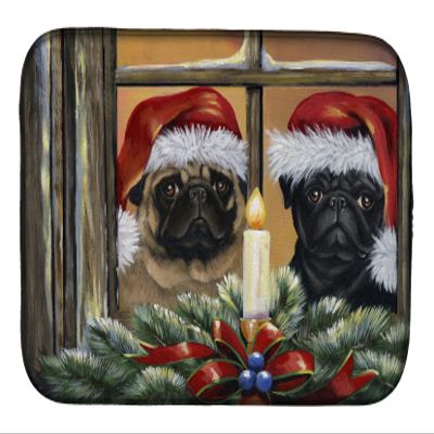 Caroline's Treasures PPP3268DDM Pug Christmas Anticipation Dish Drying Mat Absorbent Dish Drying Mat Pad for Kitchen Counter Dish Drainer Mat for Countertop, 14 x 21", Multicolor