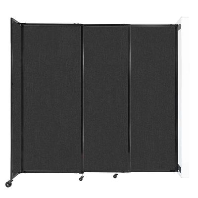 Wall-Mounted Sliding StraightWall Room Divider | Adjustable Widths | Locking Wheels | Room Separator | Up to 7'2" Wide x 6'10" Tall Black Fabric Panels