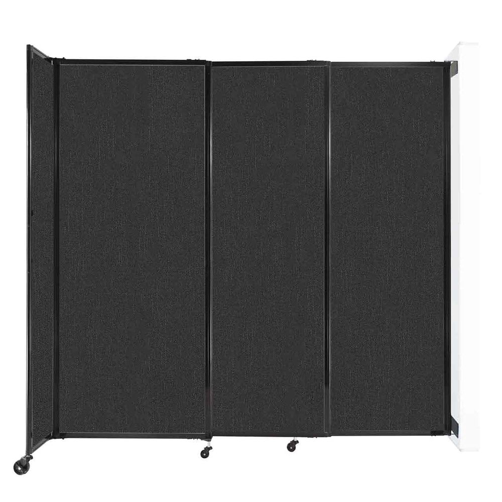 Wall-Mounted Sliding StraightWall Room Divider | Adjustable Widths | Locking Wheels | Room Separator | Up to 7'2" Wide x 6'10" Tall Black Fabric Panels
