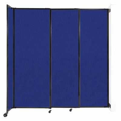 Wall-Mounted Sliding StraightWall Room Divider | Adjustable Widths | Locking Wheels | Room Separator | Up to 7'2" Wide x 7'6" Tall Royal Blue Fabric Panels