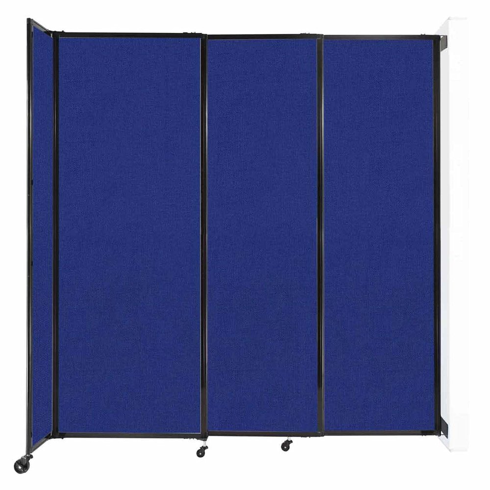 Wall-Mounted Sliding StraightWall Room Divider | Adjustable Widths | Locking Wheels | Room Separator | Up to 7'2" Wide x 7'6" Tall Royal Blue Fabric Panels