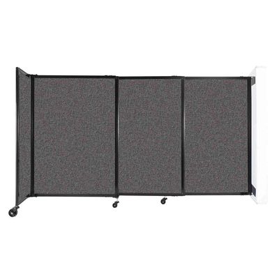 Wall-Mounted Sliding StraightWall Room Divider | Adjustable Widths | Locking Wheels | Room Separator | Up to 7'2" Wide x 4' Tall Charcoal Gray Fabric Panels