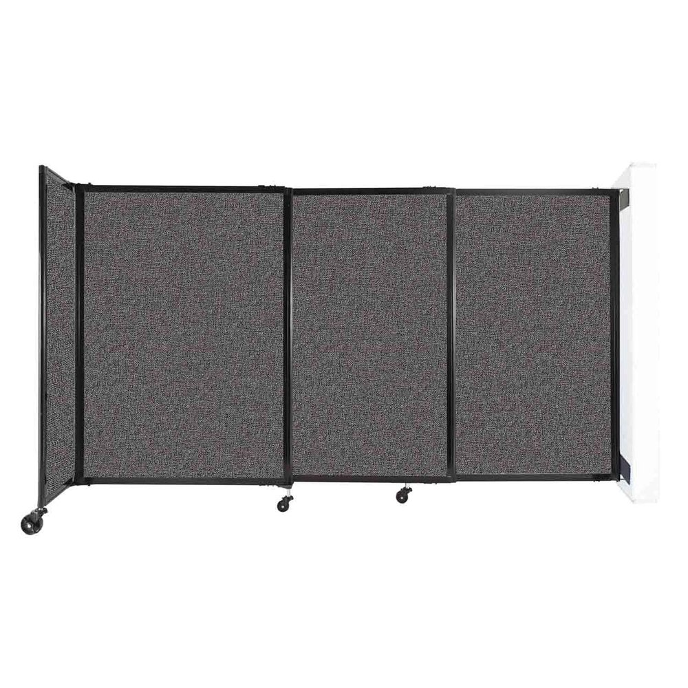Wall-Mounted Sliding StraightWall Room Divider | Adjustable Widths | Locking Wheels | Room Separator | Up to 7'2" Wide x 4' Tall Charcoal Gray Fabric Panels