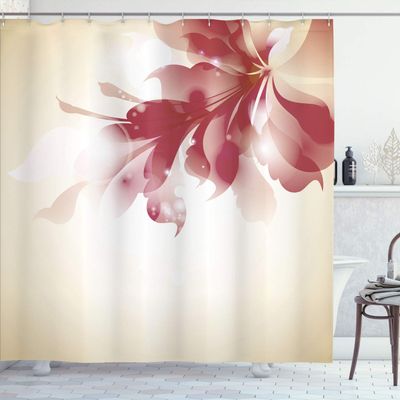 Ambesonne Abstract Shower Curtain, Color Gradient Effect Isolated Flower Petal Stem Forms Digital Artwork, Cloth Fabric Bathroom Decor Set with Hooks, 84" Long Extra, Pale Yellow