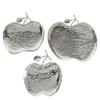 Deco 79 Metal Fruit Apple Tray, Set of 3 9", 11", 13"W, Silver view 2