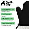 GORILLA GRIP BPA-Free Soft Silicone Oven Mitts, 14.5x8.3, Heat Resistant and Waterproof Cooking Gloves, Thick Cotton Lining, Flexible Gripping for Baking Grilling, Kitchen Potholders Set of 2, Black view 2