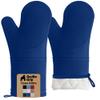 GORILLA GRIP BPA-Free Soft Silicone Oven Mitts, 14.5x8.3, Heat Resistant and Waterproof Cooking Gloves, Thick Cotton Lining, Flexible Gripping for Baking Grilling, Kitchen Potholders Set of 2, Blue view 1