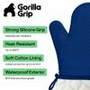 GORILLA GRIP BPA-Free Soft Silicone Oven Mitts, 14.5x8.3, Heat Resistant and Waterproof Cooking Gloves, Thick Cotton Lining, Flexible Gripping for Baking Grilling, Kitchen Potholders Set of 2, Blue view 2
