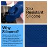 GORILLA GRIP BPA-Free Soft Silicone Oven Mitts, 14.5x8.3, Heat Resistant and Waterproof Cooking Gloves, Thick Cotton Lining, Flexible Gripping for Baking Grilling, Kitchen Potholders Set of 2, Blue view 3
