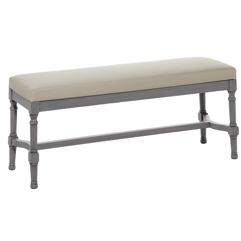 Deco 79 Wood Home Bench Entryway Bench with Burlap Seat, Bedroom Bench 47" x 16" x 18", Gray
