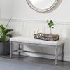 Deco 79 Wood Home Bench Entryway Bench with Burlap Seat, Bedroom Bench 47" x 16" x 18", Gray view 2