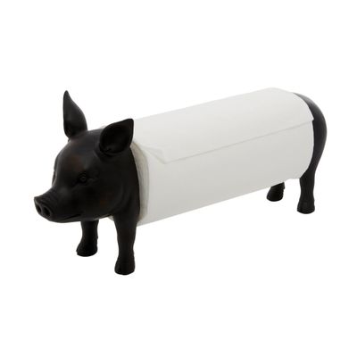 Deco 79 Polystone Paper Towel Holder, 5" x 16" x 8", Black