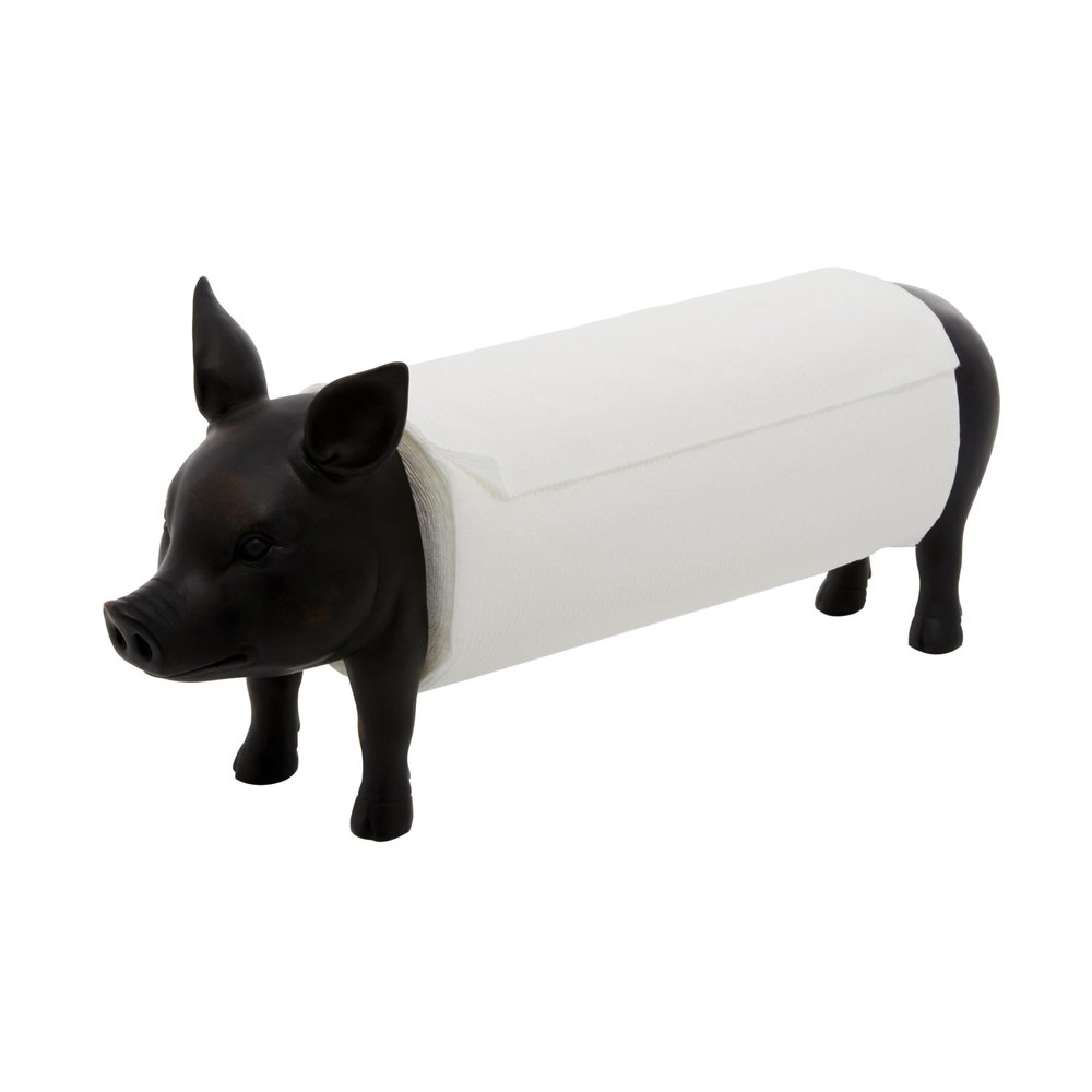 Deco 79 Polystone Paper Towel Holder, 5" x 16" x 8", Black