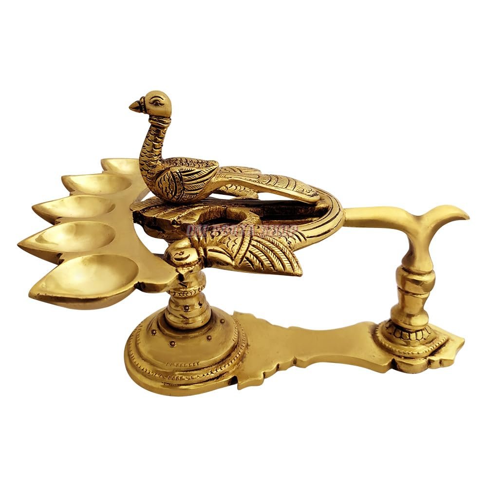 Om Pooja Shop Panchmukhi Temple Aarti Diya in Brass