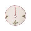 C&F Home Holly and Pinecones Embroidered White Polyester with Red Trim Christmas Tree Skirt, 54.0-in. 54" Tan view 1