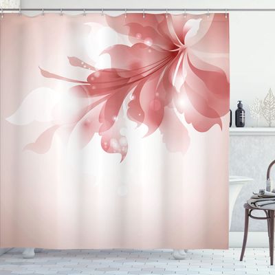 Ambesonne Abstract Shower Curtain, Color Gradient Effect Isolated Flower Petal Stem Forms Digital Artwork, Cloth Fabric Bathroom Decor Set with Hooks, 69" W x 70" L, Dried Rose