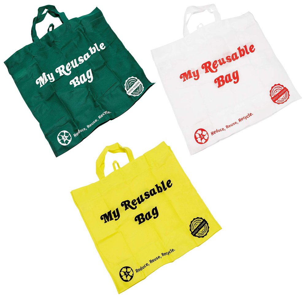 [45 PACK] Multi Color Reusable Grocery Bags Large Shopping Bags with Handles, Fabric Tote Bags, Merchandise Bags, Gift Bags, Foldable, Eco Friendly