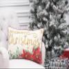 C&F Home Poinsettia Merry Christmas Printed & Embroidered Cotton Blend Accent Throw Pillow 14" x 22" Xmas Festive Winter Holidays Botanical Home Living Room Sofa Couch Chair Bed Bedroom Premium view 2