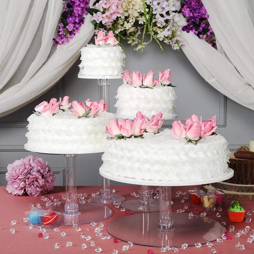 4 Tier Cupcake Holder Stand, Round Tower Stand, Clear Acrylic Cupcake Display Riser, Round Cake Stand, Candy Display, Cake Display Rack for Wedding Birthday Party Decor (18 Inch)