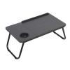 Desk Bed Folding Table Home Laptop Small Compact for Student Dormitory with Cup Holder and Tiltable Tabletop (Color : Black) view 1