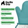 GORILLA GRIP BPA-Free Soft Silicone Oven Mitts, 14.5x8.3, Heat Resistant and Waterproof Cooking Gloves, Thick Cotton Lining, Flexible Gripping for Baking Grilling, Kitchen Potholders Set, Turquoise view 2