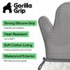 GORILLA GRIP BPA-Free Soft Silicone Oven Mitts, 14.5x8.3, Heat Resistant and Waterproof Cooking Gloves, Thick Cotton Lining, Flexible Gripping for Baking Grilling, Kitchen Potholders Set of 2, Gray view 2