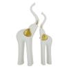Deco 79 Porcelain Ceramic Elephant Decorative Sculpture Home Decor Statues, Set of 2 Accent Figurines 4"W, 14"H, Gold view 1